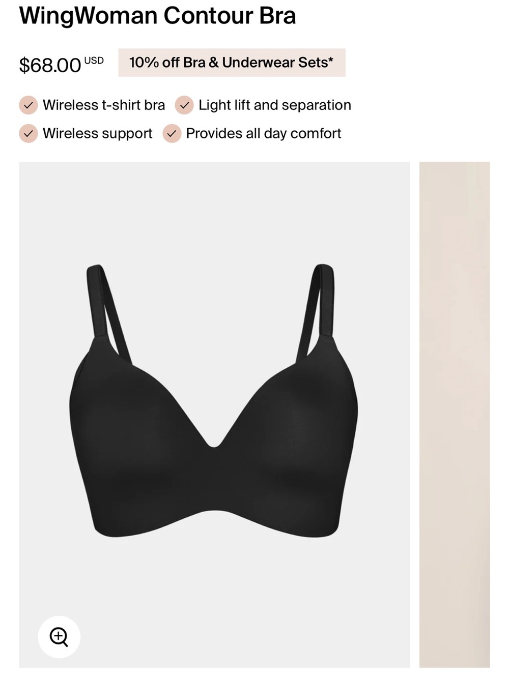 Knix WingWoman Contour Bra - Black size 8 NWT
